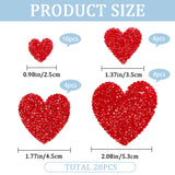 4 Styles Heart Hotfix Rhinestone Appliques, Resin Rhinestone, Indian Red, 24~52x25~53x2~2.5mm, 28pcs/box