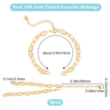 Bracelet Makings, with Brass Mariner Link Chains, 304 Stainless Steel Lobster Claw Clasps & Open Jump Rings, Golden, 5-7/8 inch(15cm), 5pcs/box