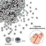 Electroplate Non-magnetic Synthetic Hematite Beads Spacers Strands, Heishi Beads, Flat Round/Disc, Platinum Plated, 4x2mm, Hole: 1mm, about 200pcs/strand, 15.7 inch, 2 strands