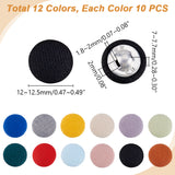 120Pcs 12 Colors Plastic with Cotton Cloth Shank Buttons, 1-Hole, Mushroom Shape, Mixed Color, 12~12.5x7~7.7mm, Hole: 1.8~2x2mm, 10pcs/color