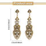 2 Pairs 2 Colors Crystal Rhinestone Teardrop Dangle Stud Earrings, Alloy Long Drop Earrings for Women, Antique Silver & Antique Golden, 76mm