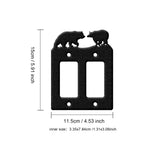 Iron Light Switch Decorations, with Screws, Rectangle with Bear, Black, 15x11.5cm