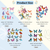 5 Sheets 5 Style PET Film with Hot Melt Adhesive Heat Transfer Film, for Garment Accessories, Butterfly, Colorful, 130~270x200~255x0.1~0.3mm, 1 sheet/style