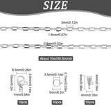 DIY Chain Bracelet Necklace Making Kits, Including 304 Stainless Steel Box Chains/Venetian Chains & Lobster Claw Clasps, 201 Stainless Steel Snap On Bails, Stainless Steel Color, Chain: 10m/bag