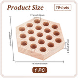 Wood Tongs Organizer Storage Board, 19-hole, Hexagon, 124x143.5x23mm, Inner Diameter: 17.5mm