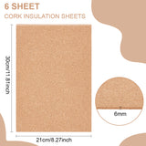 Cork Sheets, for Kitchen Hot Mats, Cup Mats, Bulletin, Rectangle, 300x210x6mm