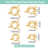 9Pcs 3 Styles Rack Plating Brass Spring Clasps, Real 18K Gold Plated, 13~17x5~6mm, Hole: 2mm, 3pcs/style