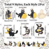 18Pcs 9 Style Alloy Pendants, with Enamel, Mixed Animal Shape, Light Gold, 23~29x15~27.5x1~1.5mm, Hole: 2mm, 2pcs/style