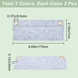 6Pcs 3 Colors Wool Felt Purse Organizer Insert, Mini Envelope Handbag Shaper Premium Felt, Bag Accessories, with Iron Grommets, Rectangle, Mixed Color, 7x17x0.3cm, Hole: 9.5mm, 2pcs/color