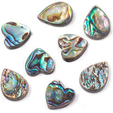 8Pcs 2 Style Abalone Shell/Paua Shell Beads, Heart & Teardrop, Colorful, 14x14x4mm, Hole: 1.2mm, 4pcs/style