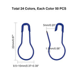 24 Colors Iron Calabash Pins, Knitting Stitch Marker, Mixed Color, 22x9.5~10x1.5mm, about 50pcs/color, 1200pcs/box