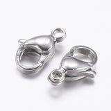 Tarnish Resistant 316 Surgical Stainless Steel Lobster Claw Clasps, Parrot Trigger Clasps, Manual Polishing, Stainless Steel Color, 12x6.2mm, Hole: 1mm, Inner Size: 4.5mm, 100pc/Set