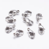 Tarnish Resistant 316 Surgical Stainless Steel Lobster Claw Clasps, Parrot Trigger Clasps, Manual Polishing, Stainless Steel Color, 12x6.2mm, Hole: 1mm, Inner Size: 4.5mm, 100pc/Set