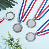 4Pcs Alloy Blank Medal, Polyester Lanyard Medal for Children's Event, Platinum, 520mm