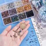 12 Colors Glass Twist Bugle Beads, Silver Lined, Round Hole, Mixed Color, 6x2mm, Hole: 0.8mm, about 8g/color, 96g/box