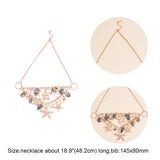 Trendy Starfish and Conch Jewelry Sets, Bib Beach Necklaces and Dangle Earrings and Trendy Charm Bracelets, Platinum, 18.9 inch(48.2cm), 51mm, Pin: 0.6mm, 1set, 7-3/8 inch(187mm), 1strand, 16x12x3cm