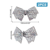Glass Rhinestone Bowknot Shoe Decorations, Detachable Shoe Buckle Clips, with Iron & Felt Findings, Crystal AB, 58x102x16mm