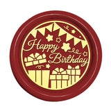 Birthday Theme Golden Tone Wax Seal Brass Stamp Head, for Wax Seal Stamp, Box, 25x14.5mm