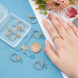 10Pcs Adjustable Brass Filigree Ring Settings, Finger Rings Components, Flower, Real 14K Gold Plated, Tay: 3mm, US Size 7(17.3mm)