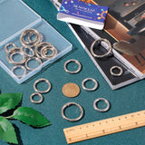 32Pcs 4 Styles Zinc Alloy Spring Gate Rings, O Rings, Platinum, 20~33x3.5~54mm, Inner Diameter: 13~26mm, 8pcs/style