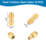 10Pcs 2 Colors 304 Stainless Steel Screw Clasps, Oval, Golden & Stainless Steel Color, 12x5mm, Hole: 0.7mm, 5pcs/color