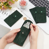 Portable Velvet Watch Pouches, Watch Travel Storage Bags, Rectangle with Iron Button, Dark Green, 12.9x6.8x0.6cm