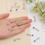1 Set Birthstone Theme Alloy Glass Rhinestone Pendant Decorations, Zinc Alloy Lobster Claw Clasp Charms, Clip-on Charms, Mixed Color, 28mm, 12 colors, 1pc/color, 12pcs/set