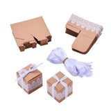 Gift Box, Wedding Decoration, Baby Shower Candy Packaging Box, Cartons Chocolate Wedding Party Gifts For Guests, with Ribbon, BurlyWood, 5x5x5cm, Ribbon about 47~48x1cm, 40set