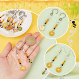 20Pcs 10 Styles Alloy Enamel with Rhinestone Pendant Decorations, with Glass Beads and Stainless Steel S-Hook Clasps, Bee/Honeycomb/Sunflower, Mixed Color, 64~73mm, 2pcs/style
