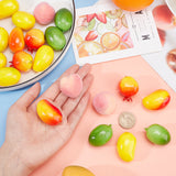 24Pcs 6 Style Mini Foam Artificial Fruit, for Dollhouse Accessories Pretending Prop Decorations, Mixed Color, 33~43x27~34x27~34mm, 4pcs/style
