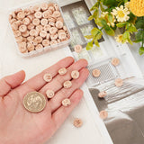 4 Sets Alphabet Undyed Wood Beads, Horizontal Hole, Flat Round with Laser Engraved Letter A~Z, Letter A~Z, 10x4mm, Hole: 1.6mm, 26pcs/set