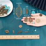 DIY Gemstone and Leaf Dangle Earring Making Kit, Including Alloy Pendants & Beads, Synthetic Turquoise Beads, Brass Earring Hooks, Antique Bronze, 132Pcs/box