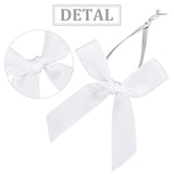 150Pcs Polyester Bowknot, with Iron Wire Twist Ties, for DIY Gift Wrap Wedding Candy Party Decoration, White, 150mm