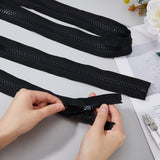 Resin with Polyester Zipper, with Alloy Zipper Head, for Clothing Accessories, Black, 4x1.85cm, 5m/pc