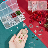 DIY Christmas Theme Earrings Making Kit, Snowflake & Bowknot & Poinsettia Alloy Pendants, Butterfly & Bicone & Imitation Pearl Glass Beads, Brass Earring Hooks, Mixed Color, 198Pcs/box