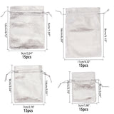 Organza Bags, Rectangle, Silver, 7~12x5~9cm, 60pcs/set