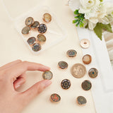 18pcs 9 style 1-Hole Zinc Brass Enamel Shank Buttons, with Alloy Findings, Half Round, Mixed Patterns, 18x7~8mm, Hole: 2mm, 2pcs/style