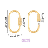 Ion Plating(IP) 304 Stainless Steel Screw Carabiner Lock Charms, Oval Keychain Clasps for Necklaces Making, Golden, 26x14x4mm, Screw: 8x4mm, 4pcs/box