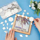 300Pcs 6 Style Adhesive Acrylic Cabochons Sheets, Mirror Mosaic Pieces, Mosaic Tiles for Arts DIY Crafts, Silver, 17~45.5x11.5~39.5x0.8~1mm, 50pcs/style