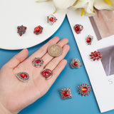 1 Set Alloy Glass Snap Buttons, Jewelry Buttons, Teardrop & Triangle & Flower, Antique Silver, 18.5~25.5x17~24x8~10mm, 12pcs/set