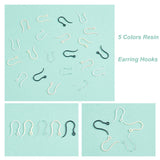 150Pcs 5 Colors Resin Earring Hooks, with Horizontal Loops, Mixed Color, 16.5~17mm, Hole: 1.2mm, 20 Gauge, Pin: 0.8mm, 30Pcs/color