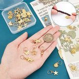 Hair Braid Rings Set, Hair Jewelry Rings, Include Alloy Pendants & Jump Rings, for Hair Styling, Bell & Shell & Tortoise, Golden, 2.3~4.1cm, 30pcs/box