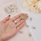 20Pcs Brass Rhinestone Buckles, Garment Accessories, Rectangle, Crystal AB, 21~21.5x12x3mm, Hole: 10x4mm