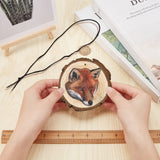 1 Set Flat Round & 3D Fox Pattern Wooden Pendant Decorations, with Polyester Cord, Christmas Ornaments Festive Gifts, Chocolate, 98x10mm