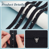 1 Rows 1 Hooks Polyester Bra Iron Clasps, Elastic Bra Band Extenders Intimates Accessories, Black, 28x1.5~4mm, 3 yards/card