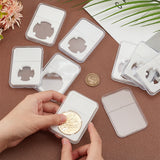 8Pcs 4 Styles Plastic Coin Storage Box, Rectangle, White, 84.5x59x8mm, Inner Diameter: 24~38mm, 2pcs/style