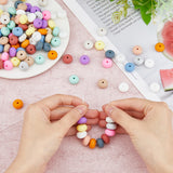 120Pcs 15 Colors Food Grade Eco-Friendly Silicone Beads, Chewing Beads For Teethers, DIY Nursing Necklaces Making, Rondelle, Mixed Color, 14x8mm, Hole: 3mm, 8pcs/color