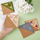 4Pcs 4 Styles Season Theme Non-woven Felt Embroidery Corner Bookmarks, Hand Embroidered Flower Bookmark, Triangle Corner Page Marker, for Book Reading Lovers Teachers, Square with Letter J, Mixed Color, 95~96x96~97x2mm, 1pc/style