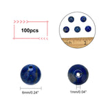 100Pcs Natural Lapis Lazuli Round Beads Strands, 6mm, Hole: 1mm