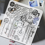PET Hollow Out Drawing Painting Stencils, for DIY Scrapbook, Photo Album, Gear Pattern, 30x30cm